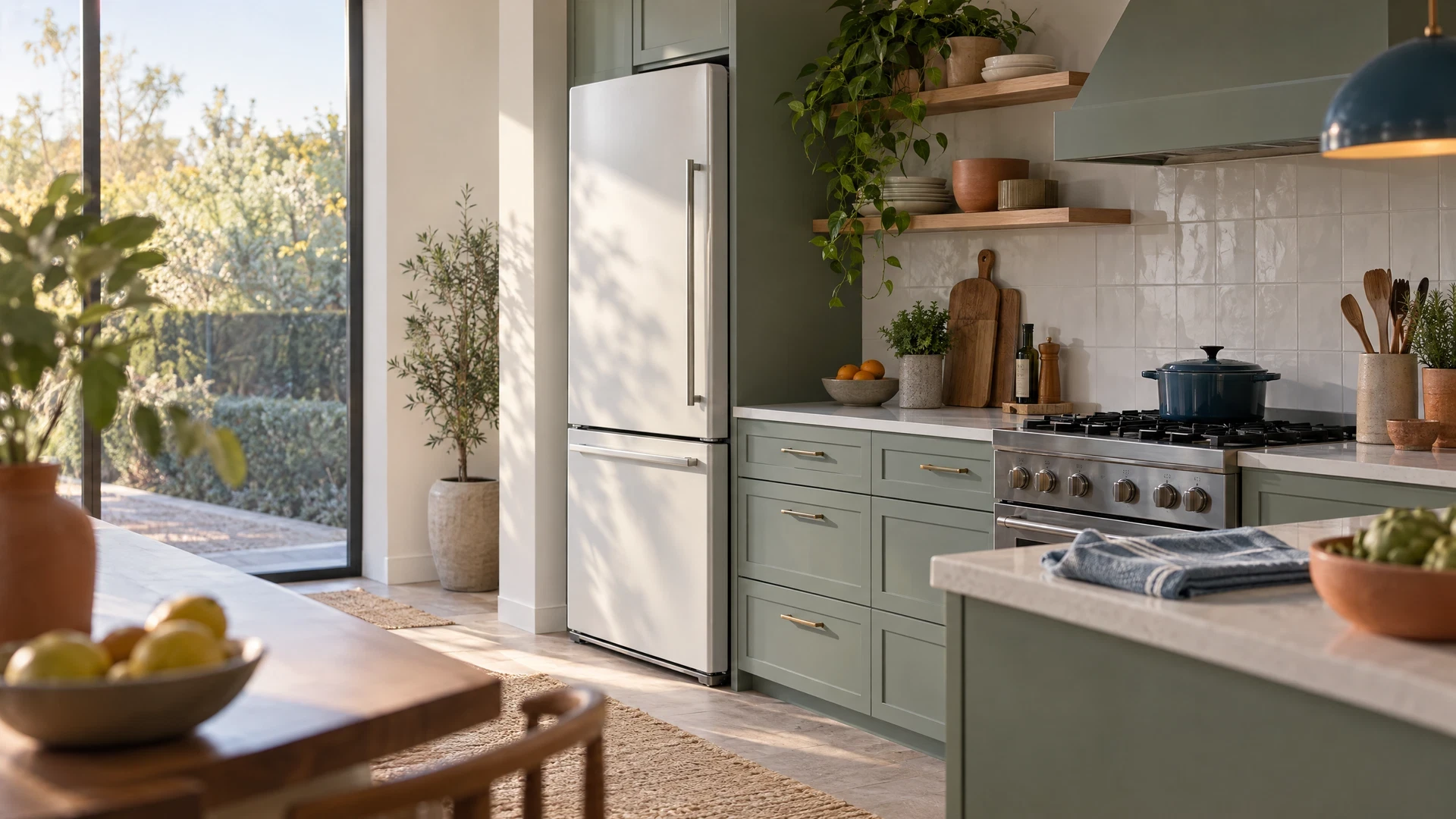 Quiet modern kitchen with household appliances