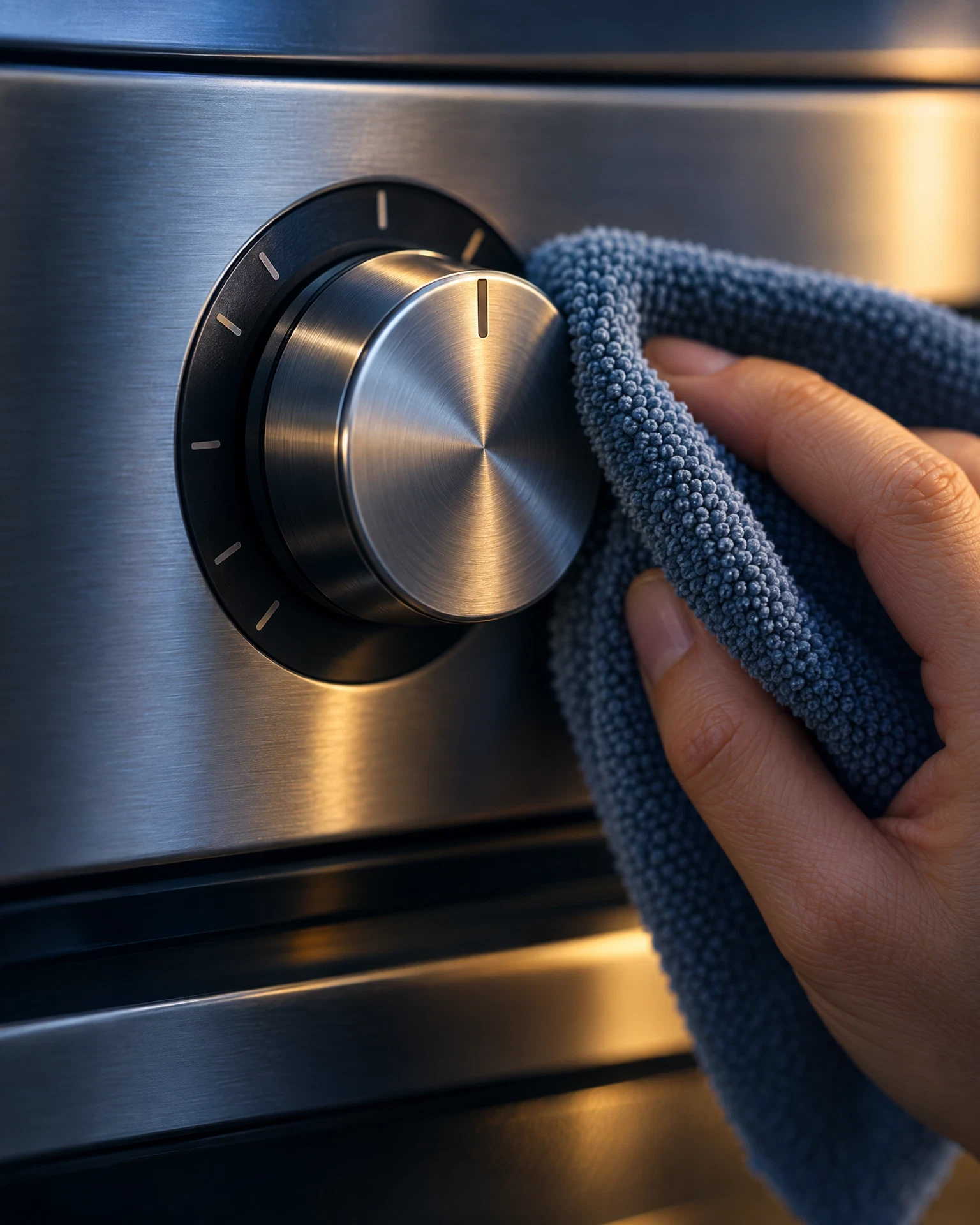 Appliance control surface being gently cleaned